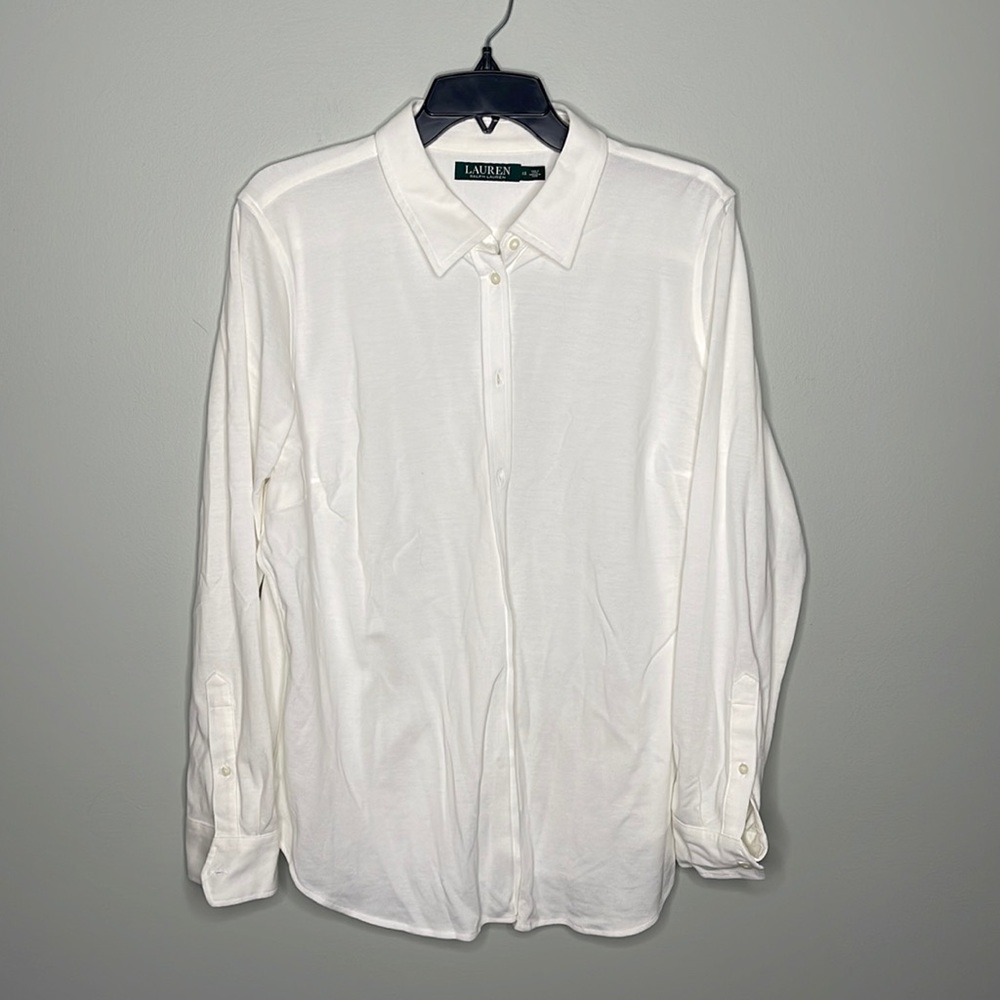 Lauren Ralph Lauren White Cotton Button Down Shirt Women’s Sz L